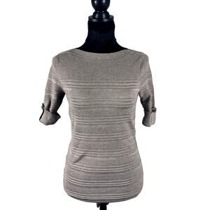 Apt. 9 Knit cream gray boat neck sweater blouse office siren twee coquette sz s